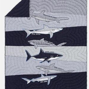 Pottery Barn Kids Shark Quilt in Blue and White